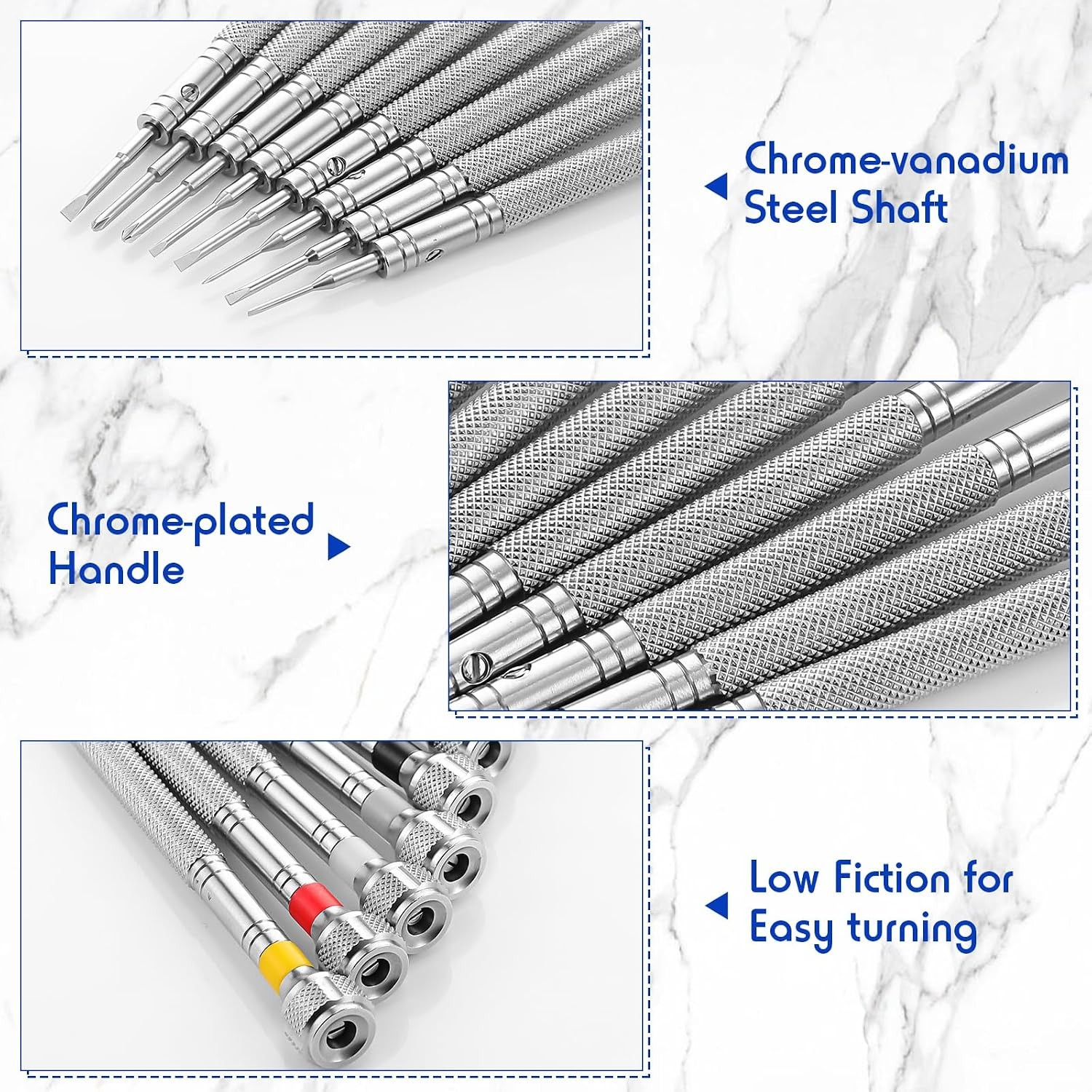 8Pcs Jewelers Micro Screwdriver Set, Flat Phillips for Watch Eyeglass Repair