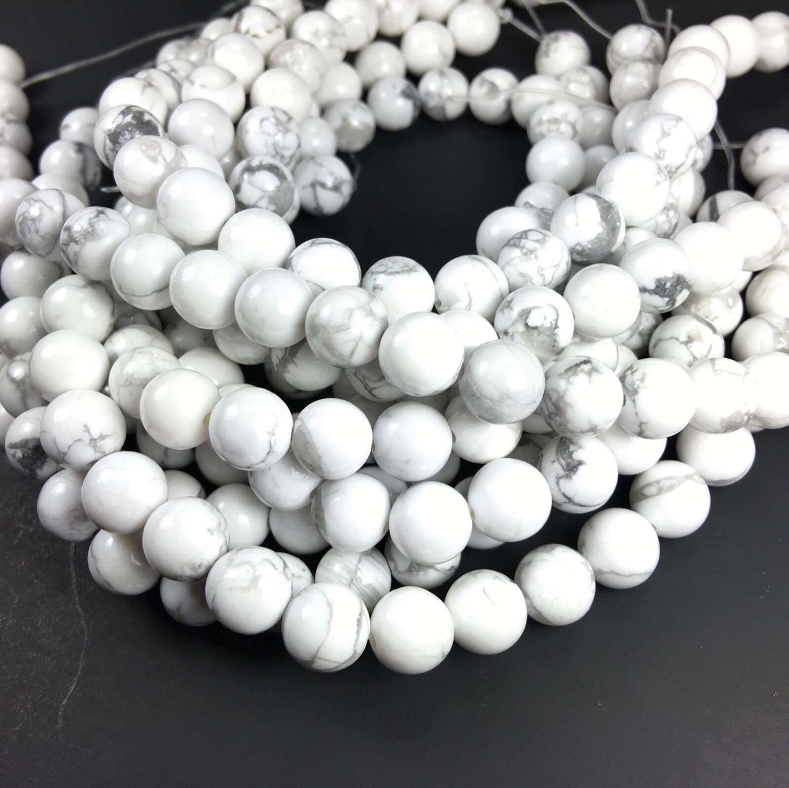 Natural White Howlite Beads Round Jewelry Making 4mm 6mm 8mm 10mm 12mm Strand
