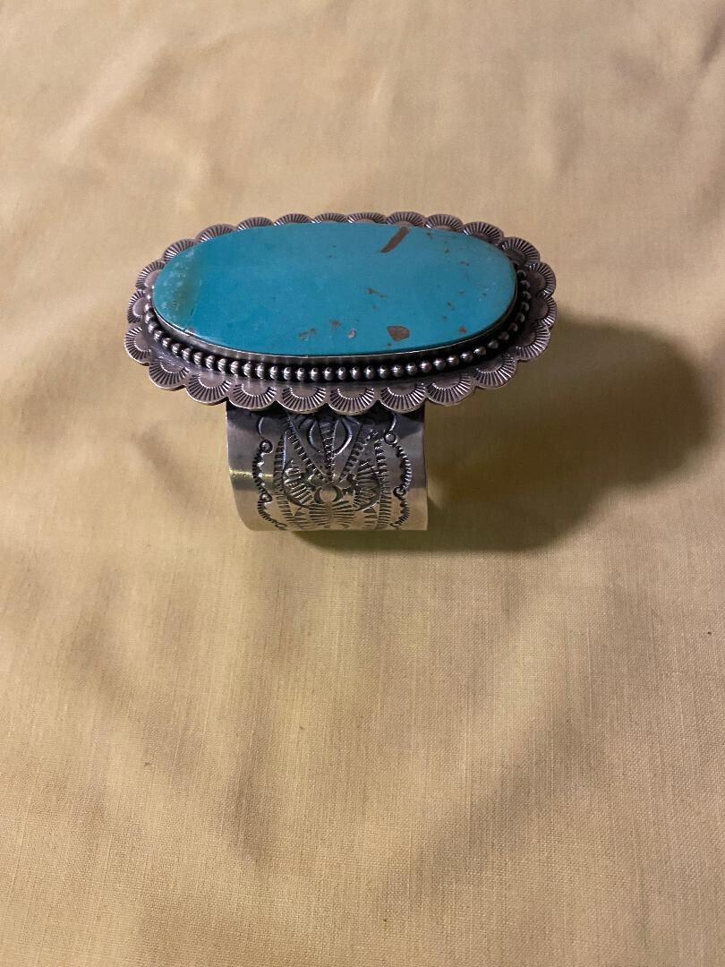 Large Boyd Ashley Turquoise Stone in a Sterling silver cuff, See description