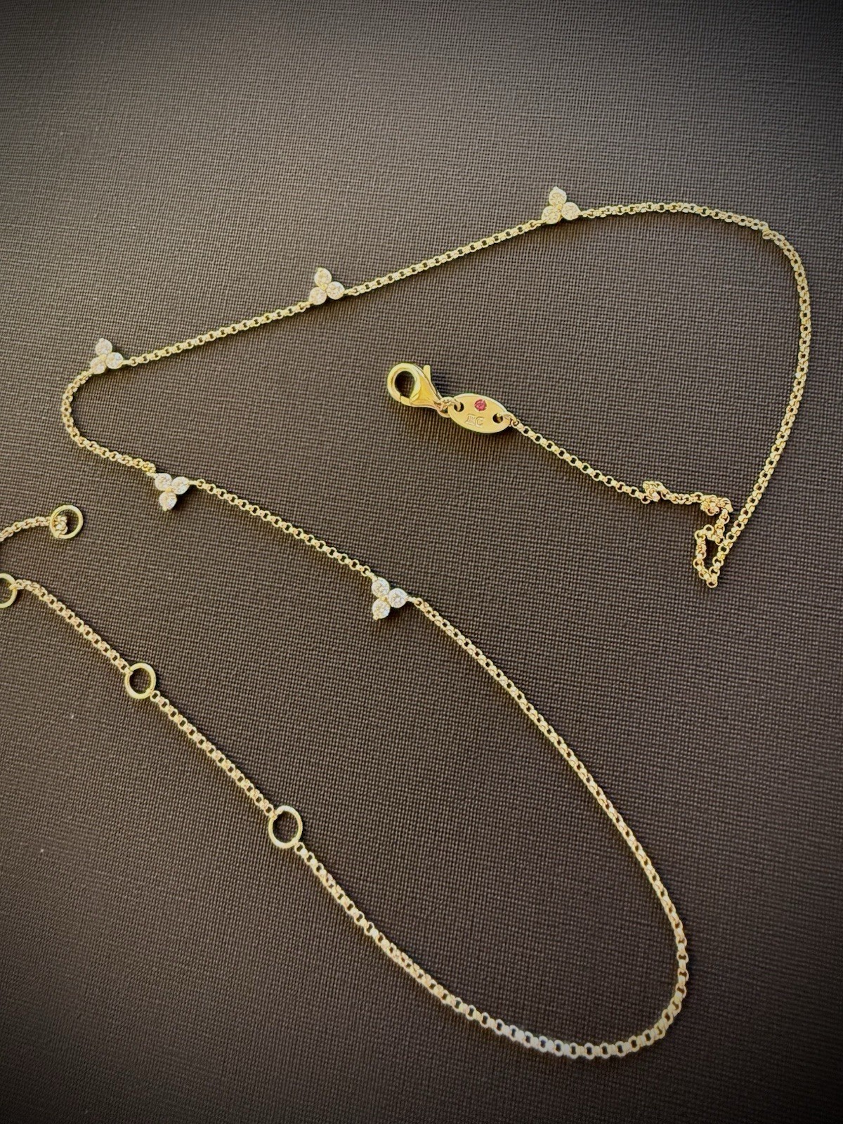 Roberto Coin 18K Yellow Gold Diamond 5-Station Necklace 0.45ctw Ruby Clasp
