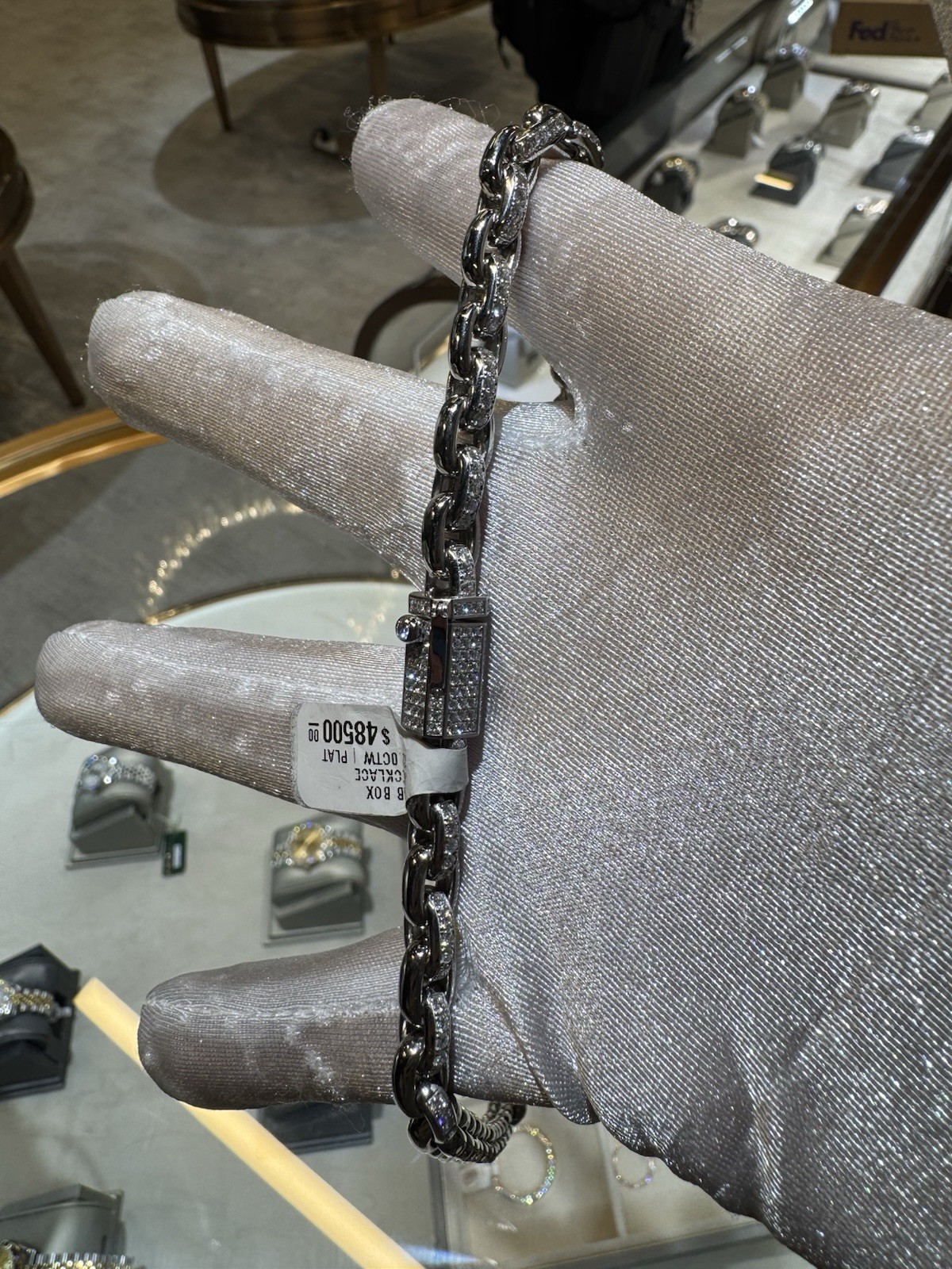 Lab Box Necklace 12.0CTW Plat