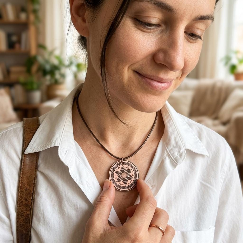 Pure Copper Spiritual Seal of Solomon Necklace – Handmade Boho Gift
