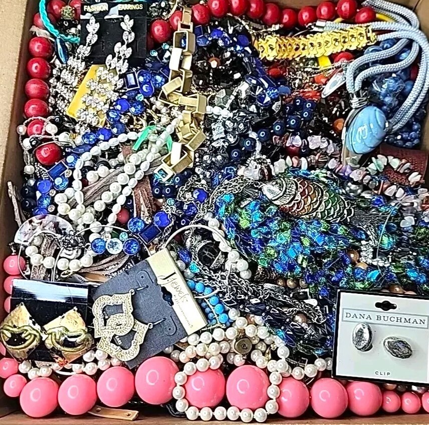 3 Lbs + Unsorted Huge Lot Vtg Jewelry Vintage New Junk & Wear Resell Tangled In