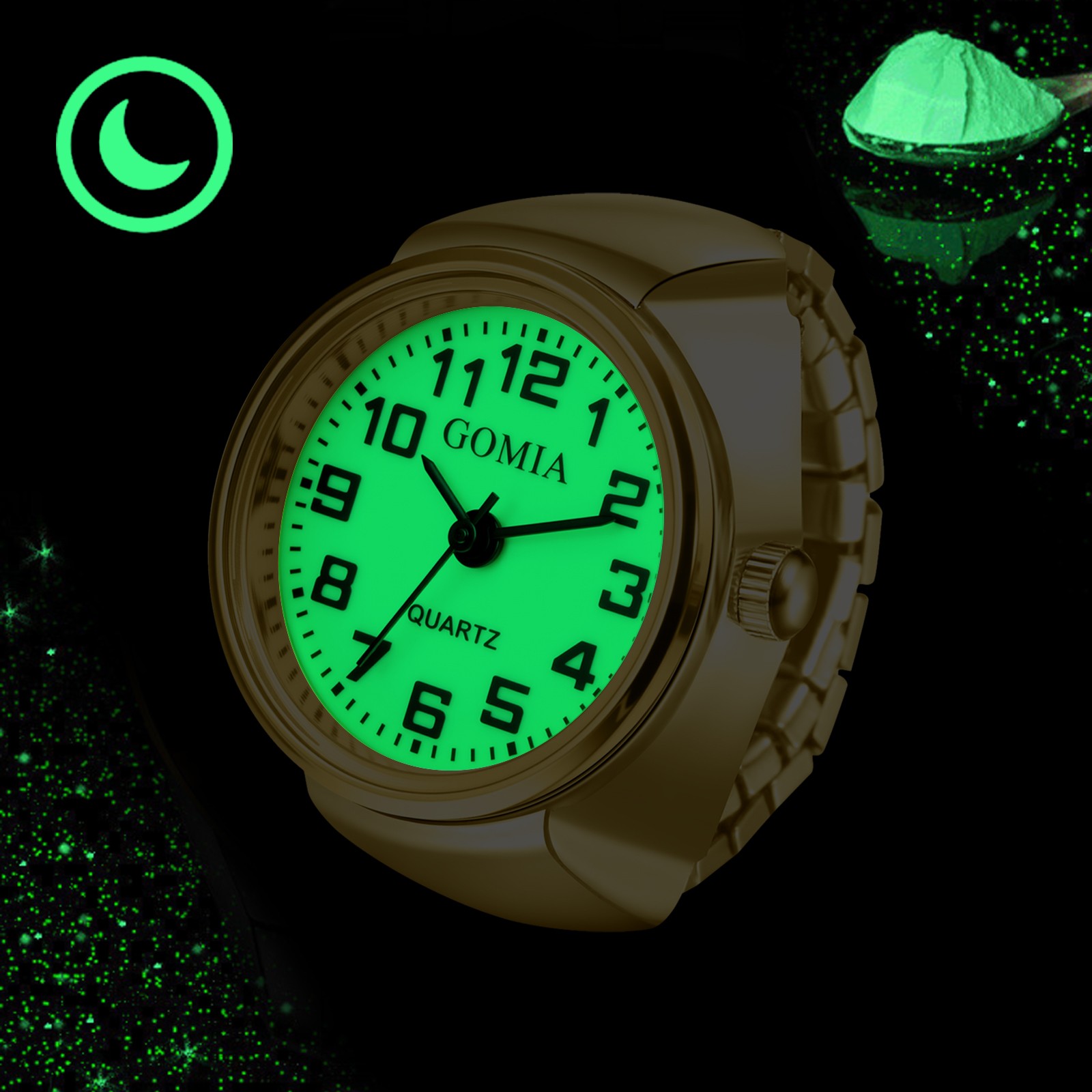 Luminous Elastic Finger Ring Quartz Watch Stretch Band Men Women Creative Gift