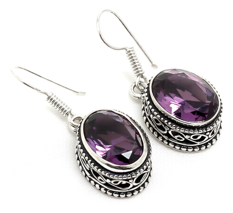 African Amethyst Gemstone 925 Sterling Silver Handmade Jewelry Earrings 1.60″