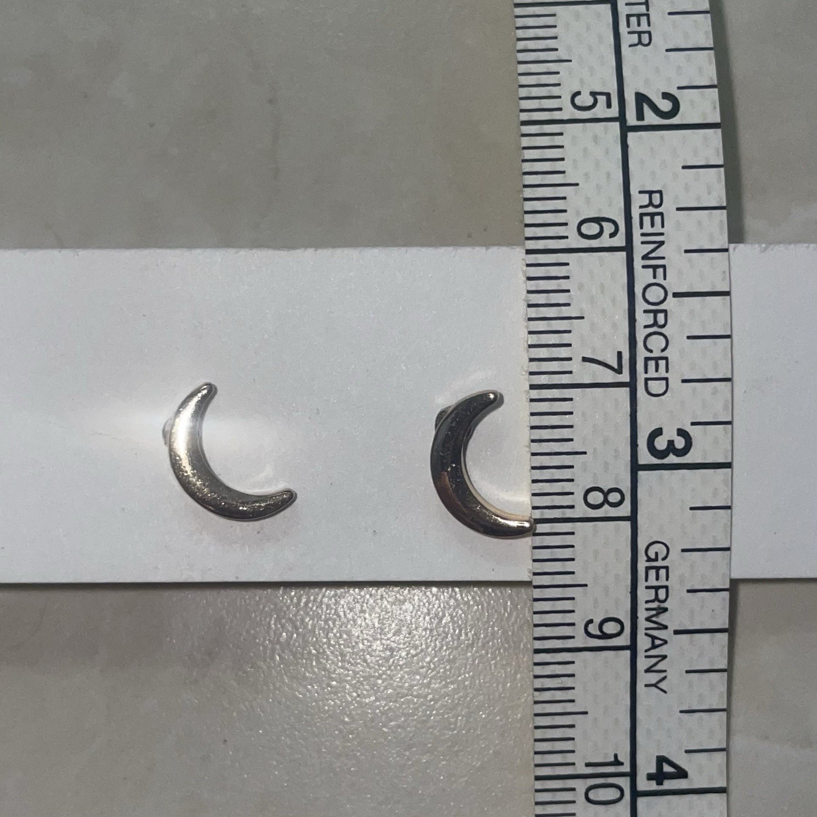 Gold-Colored Metal Crescent Moon Stud Earrings