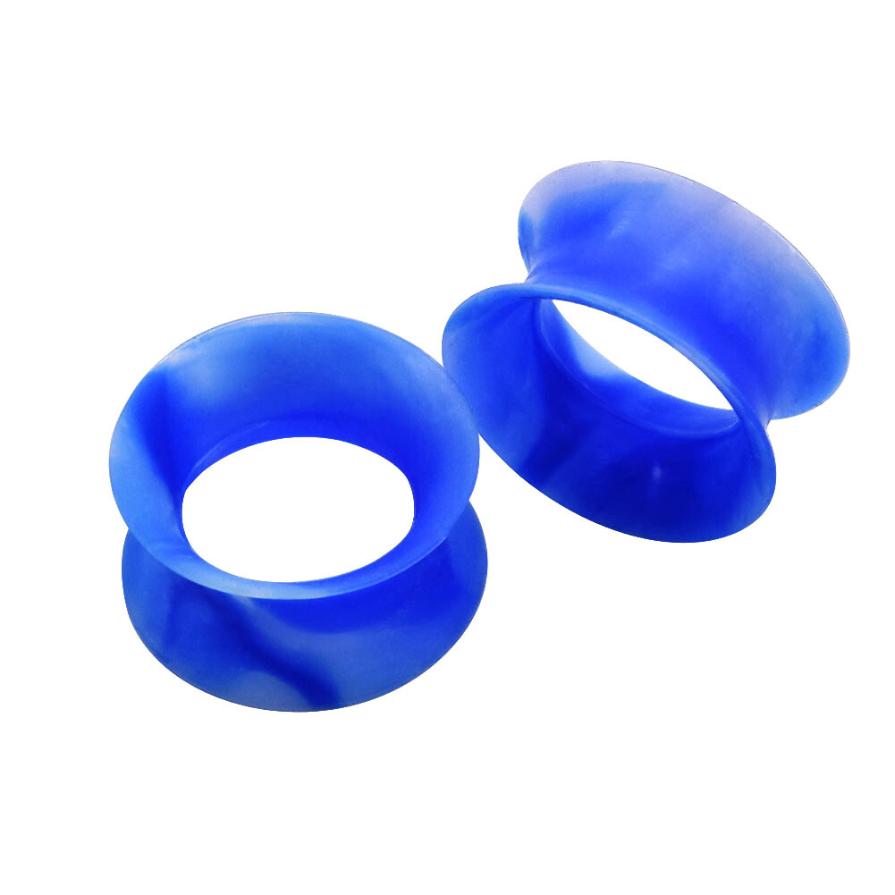 PAIR Soft Thin Silicone Double Flared Ear Tunnels Plugs Gauges Expander 2g-3/4″