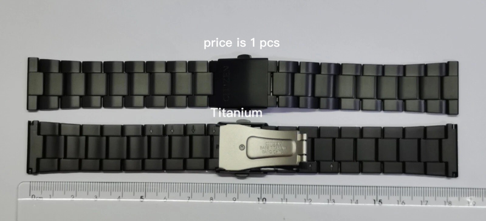 CITIZEN BLACK flat lug 23mm bracelet metal band-