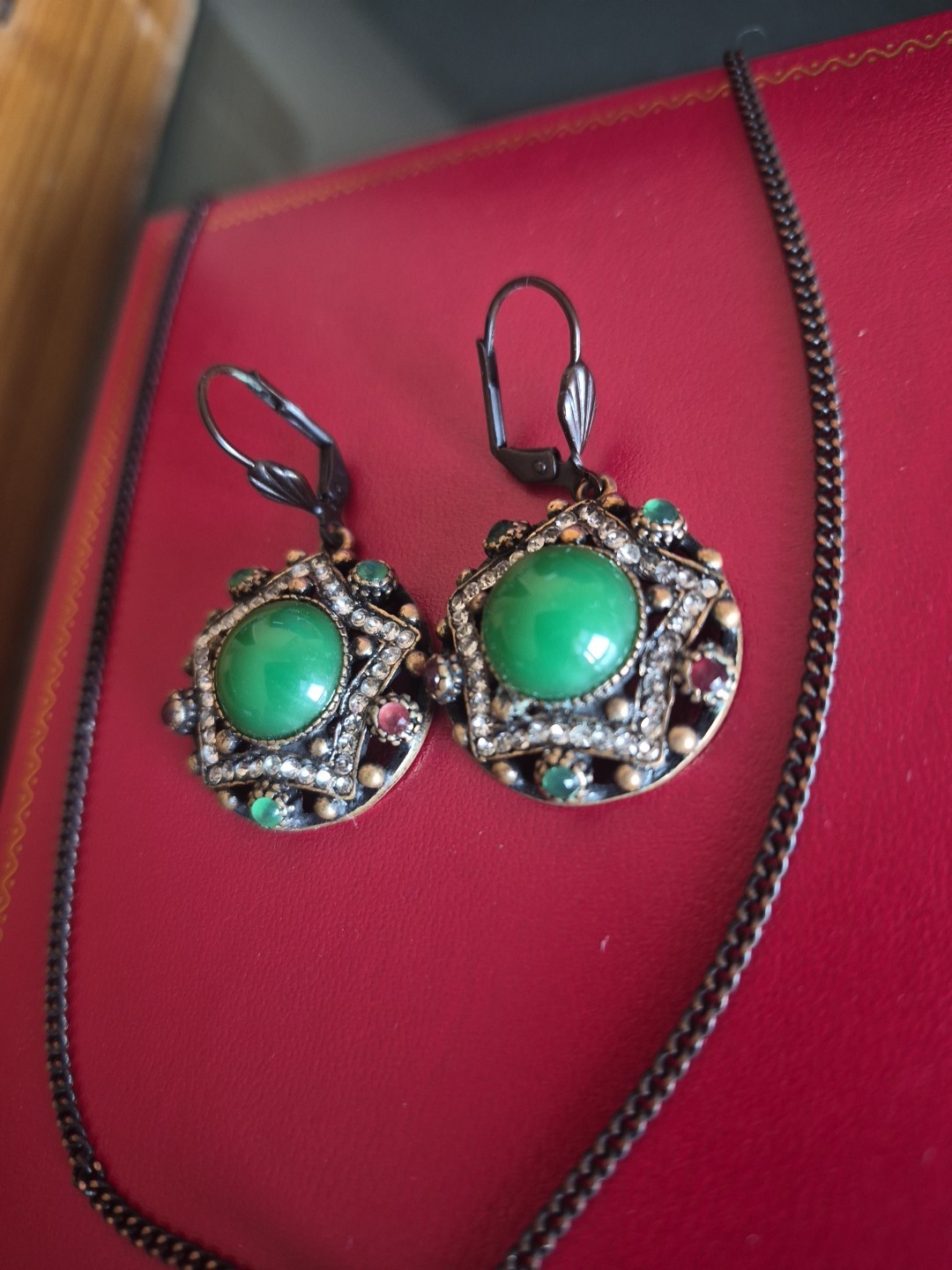 Turkish Emerald Ruby Zircon 2pc Set