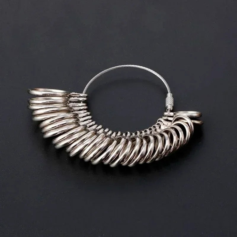 Metal Ring Size Gauges Set Measuring Ring with Mandrel Sizer Finger Sizing HO