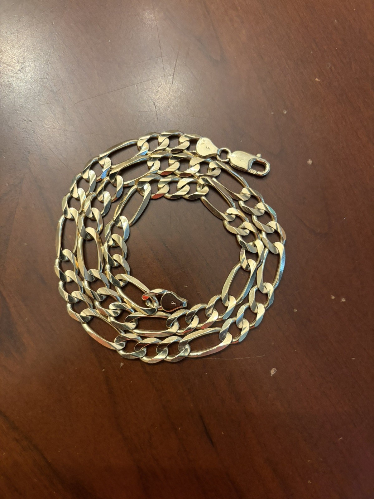 14K Solid Yellow GOLD Figaro link Chain Necklace 20″ inch Heavy 42.4 Grams 8.5mm