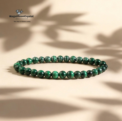 Genuine Malachite Stone Bracelet Healing 6mm Beads Green Crystal Unisex Jewelry