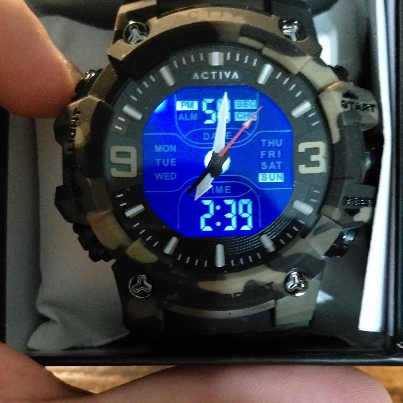 ACTIVA X Invicta Men’s Camo Analog-Digital 53mm Quartz Watch Alarm Chrono w/ Box