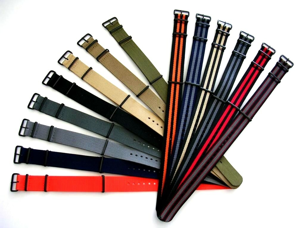 22mm NATO ® strap watch band Nylon PVD Military Sport stitched bonded IW SUISSE