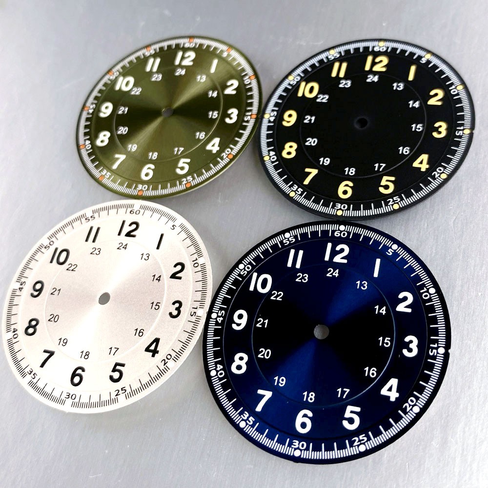 33.5mm Black Silver Blue Watch Dial Hand Set Luminous Fit NH35 NH36 Miyota 8215