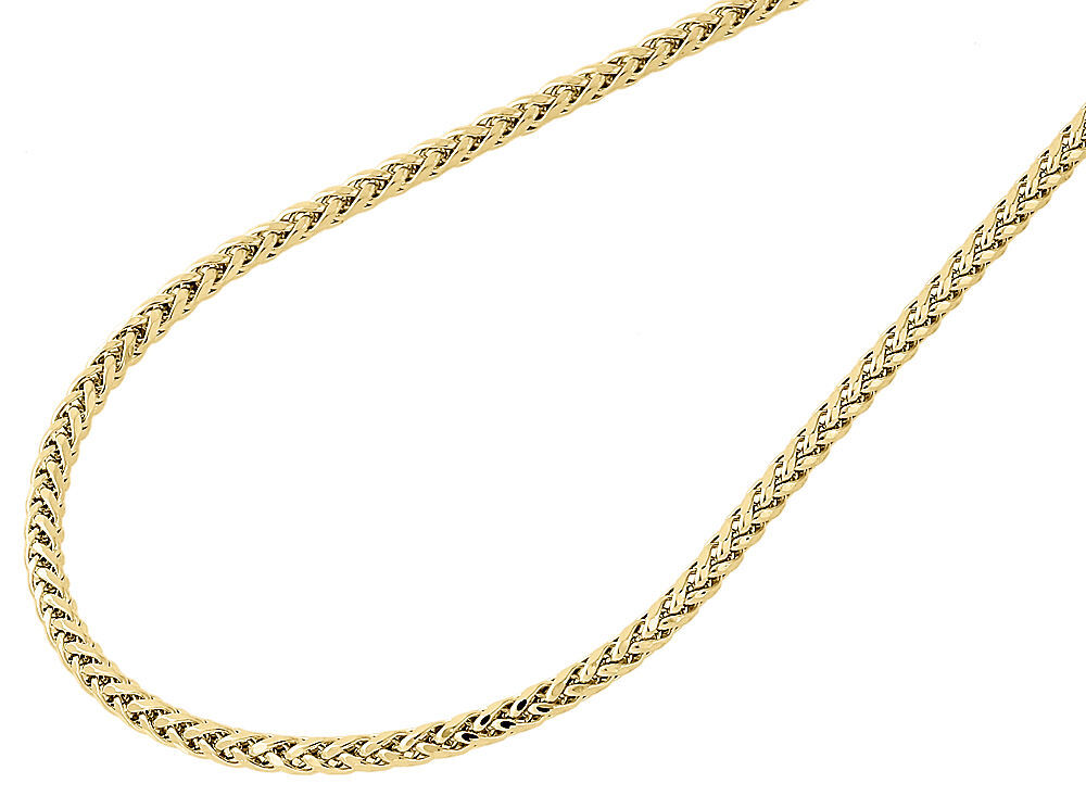 Mens Ladies 10K Yellow Gold 2.5MM Rounded Palm Wheat Chain Necklace 18-40 Inches