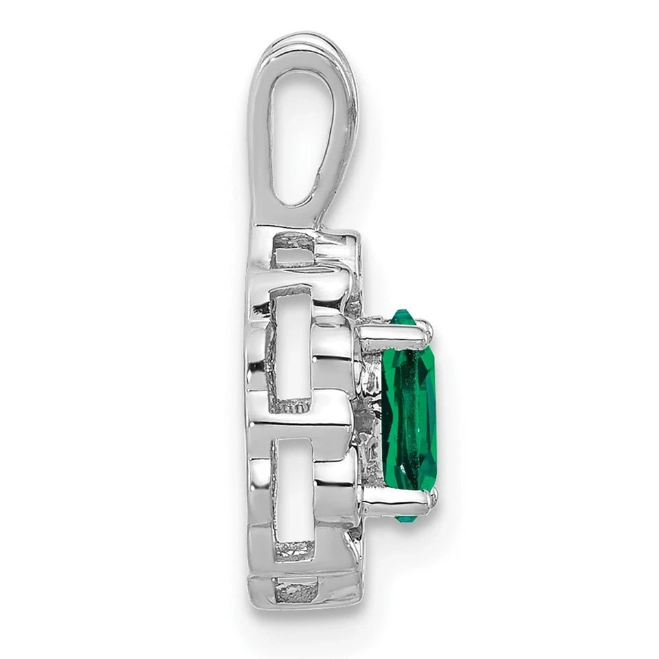 3.16 Ct Oval Cut Emerald Pendant Wedding Pendant 14k White Gold