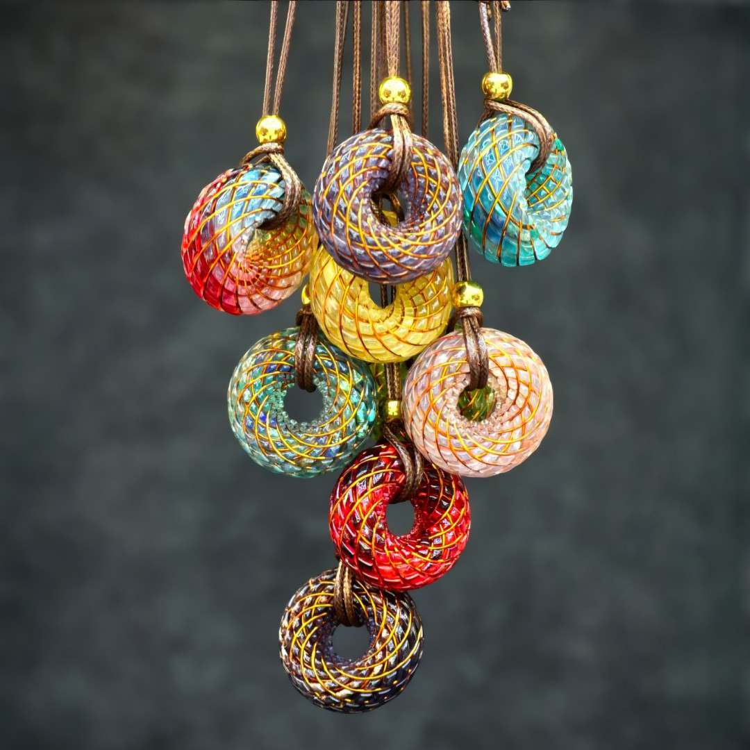 Abundance Torus Pendant Citrine Aventurine Sacred Geometry Necklace