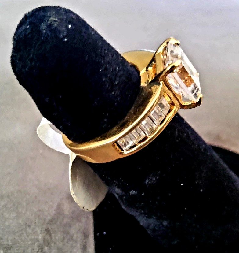 Park Lane “YES” RING – HOSTESS -Engagement -CLEAR CZ’S + 18k Gold PL – Sz 5