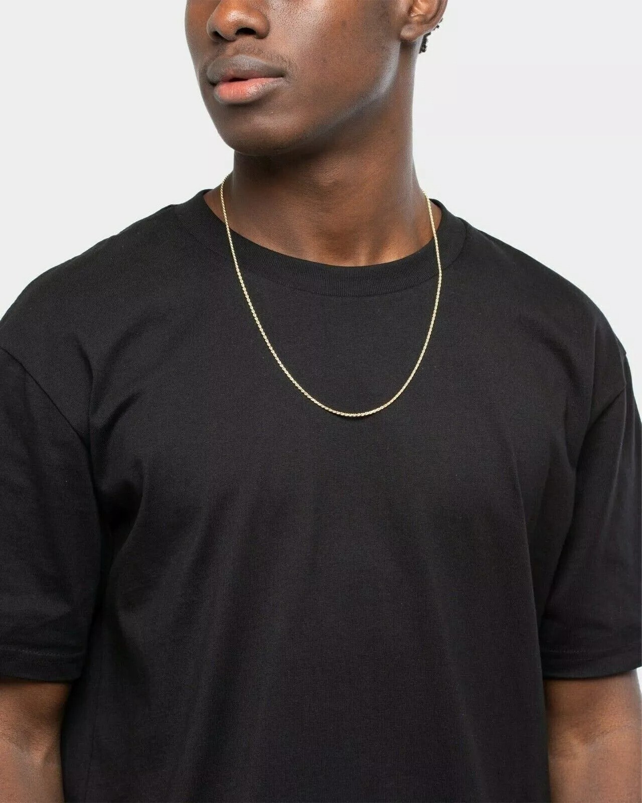 18K Solid Gold Rope Chain Necklace Men 16″ 18″ 20″ 22″ 24″ 26″ 28″ 30″ Italian