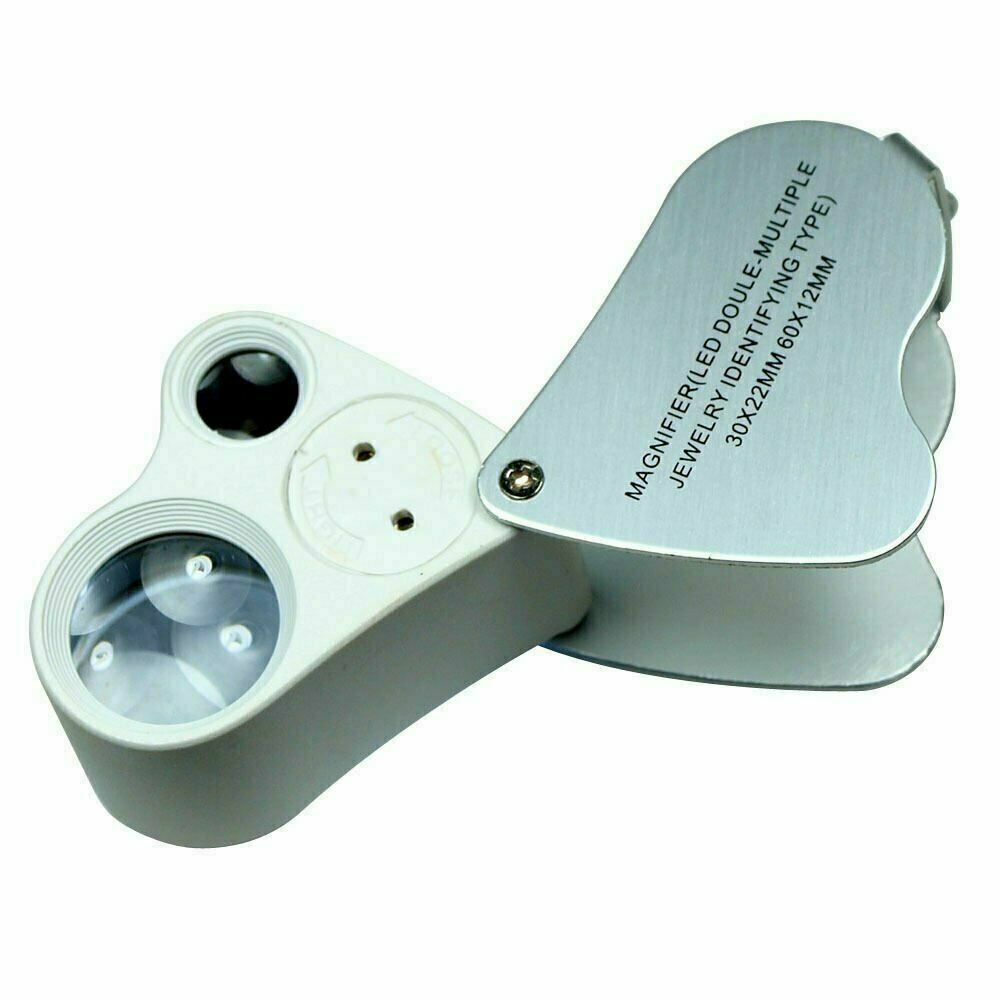 2 PACK – Illuminated 30X – 60X & 40X Jewelers Loupe Lighted Light Magnifier