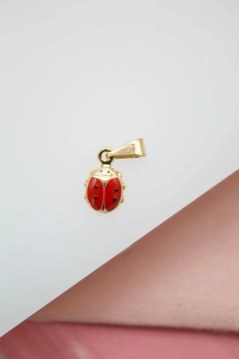 Tiny Dainty 18K Gold Filled LadyBug Charm Pendant