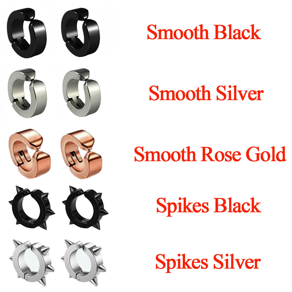 Non-Piercing Fake Ear Stud Cuff Hoop Earrings Stainless Steel Men Women