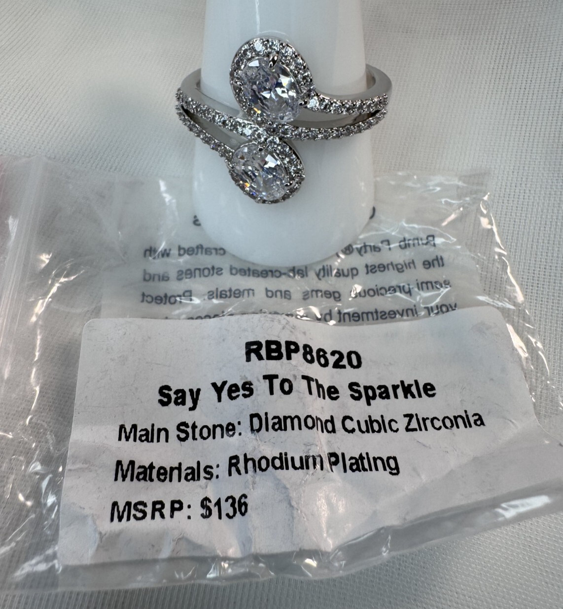 Bomb Party Ring Size 11 – RBP8620 “Say Yes To The Sparkle” Diamond CZ On Rhodium
