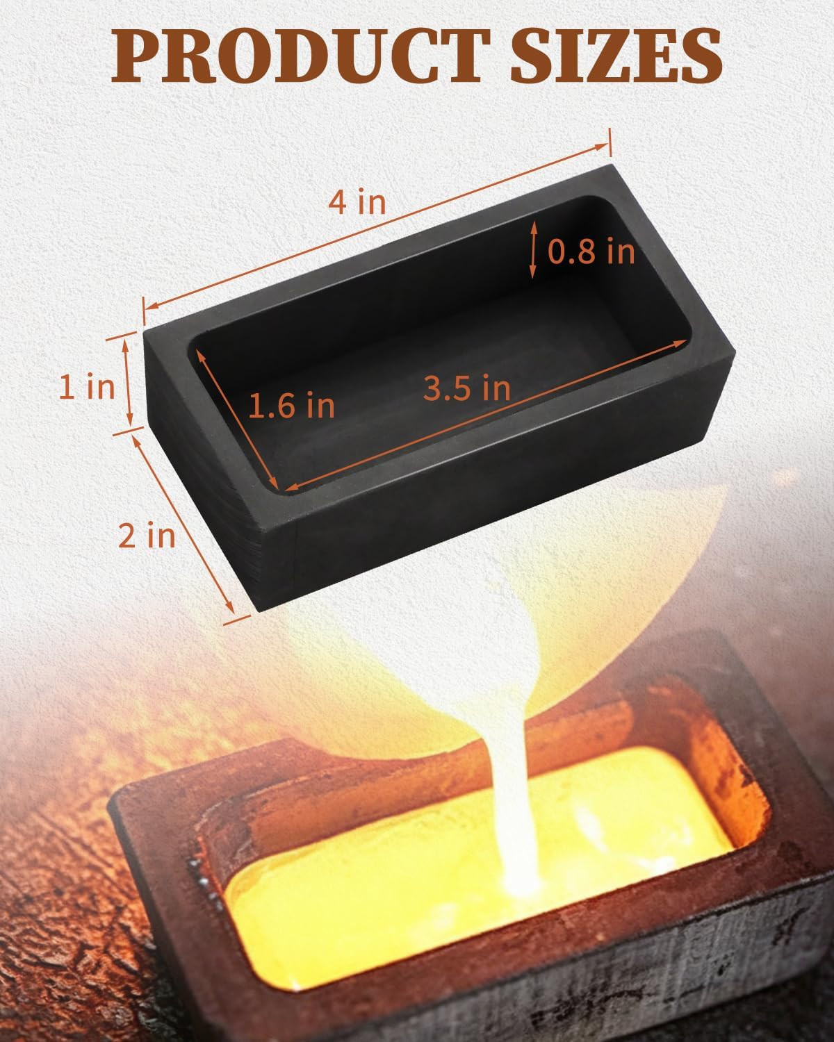 4 Pack 1Kg Graphite Ingot Molds Fit for Melting and Casting Gold Silver Aluminum