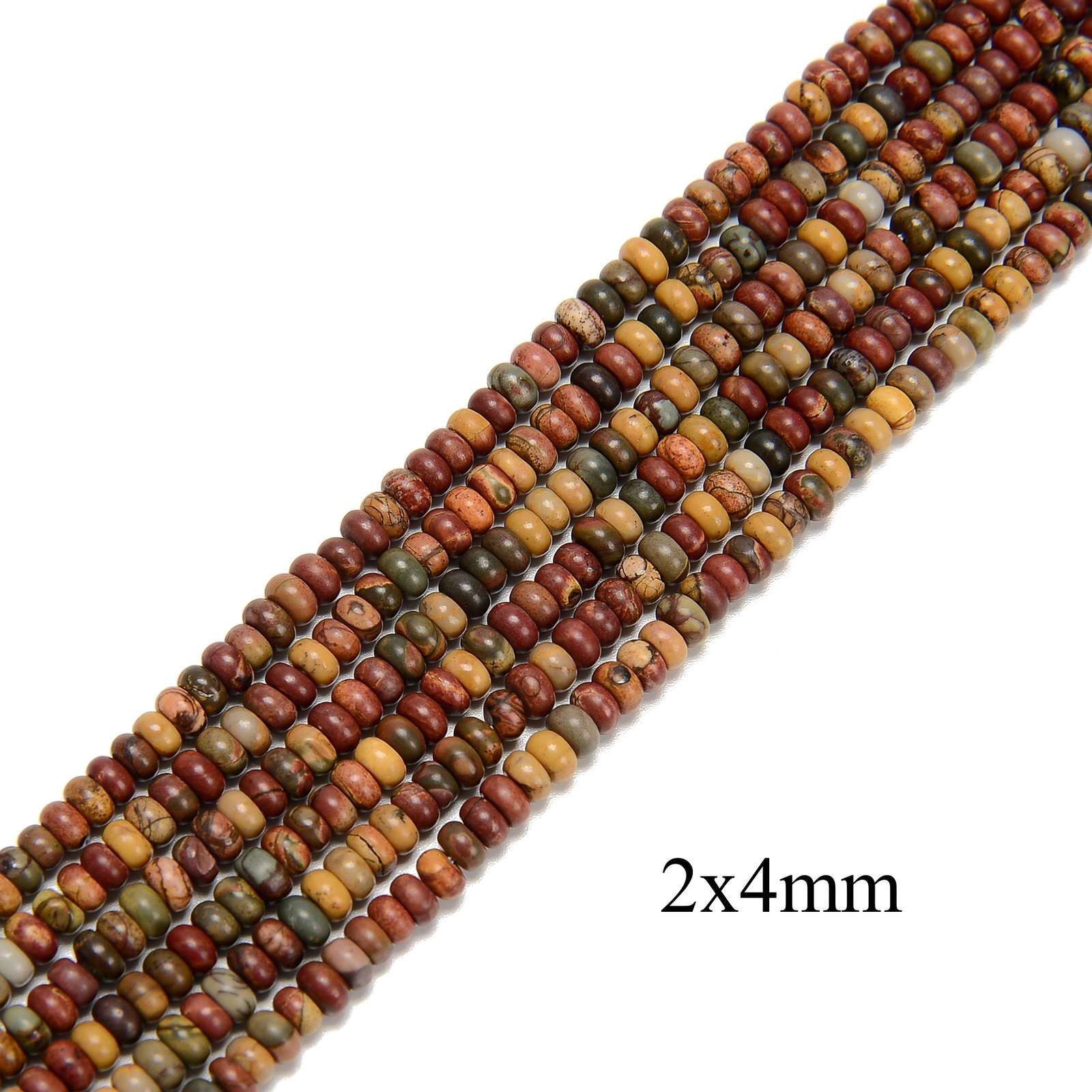 Red Creek Jasper Smooth Rondelle Beads 2x4mm 4x6mm 5x8mm 6x10mm 15.5″ Strand