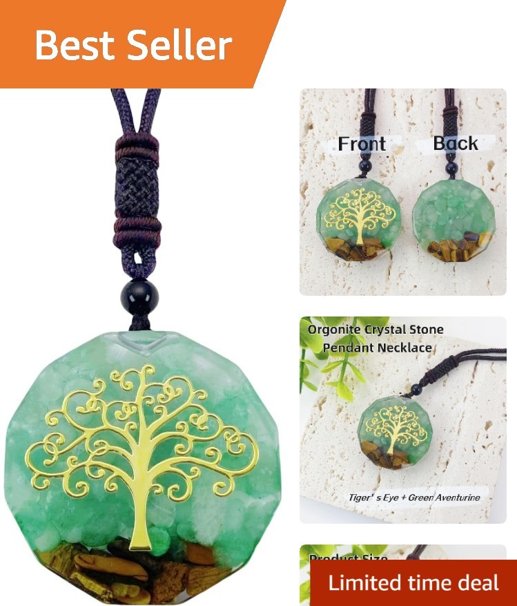 Healing Orgonite Tree of Life Crystal Necklace – Energy Talisman for Mindfulness