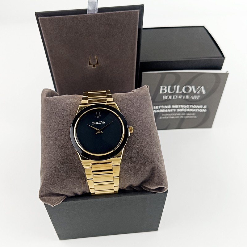 Bulova Men’s Millennia 97A183 Gold/Black Dial New Stainless Quartz Watch 41mm