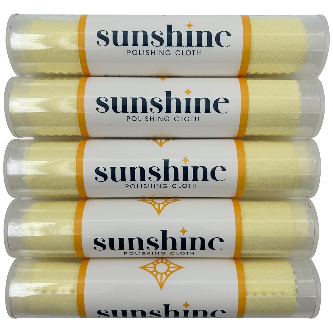 Sunshine 5 Polishing Cloths Jewelry Cleaner Tube Silver Brass 7.5 x 5 inches