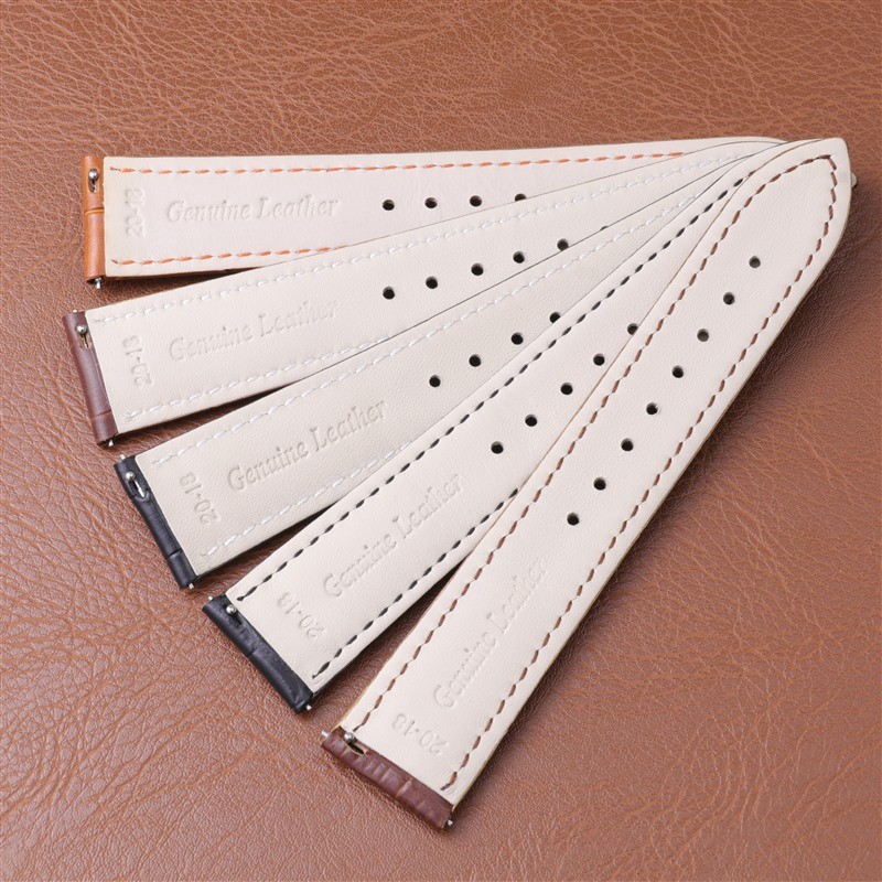 Cowhide Genuine Leather Quick Release Watch Strap Butterfly Buckle Band 12-24mm