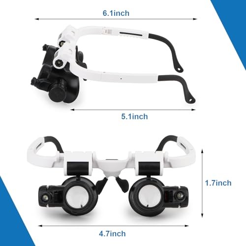 Hands-Free Magnifying Glass Headband 8X 15X 23X LED Light Jeweler Loupe