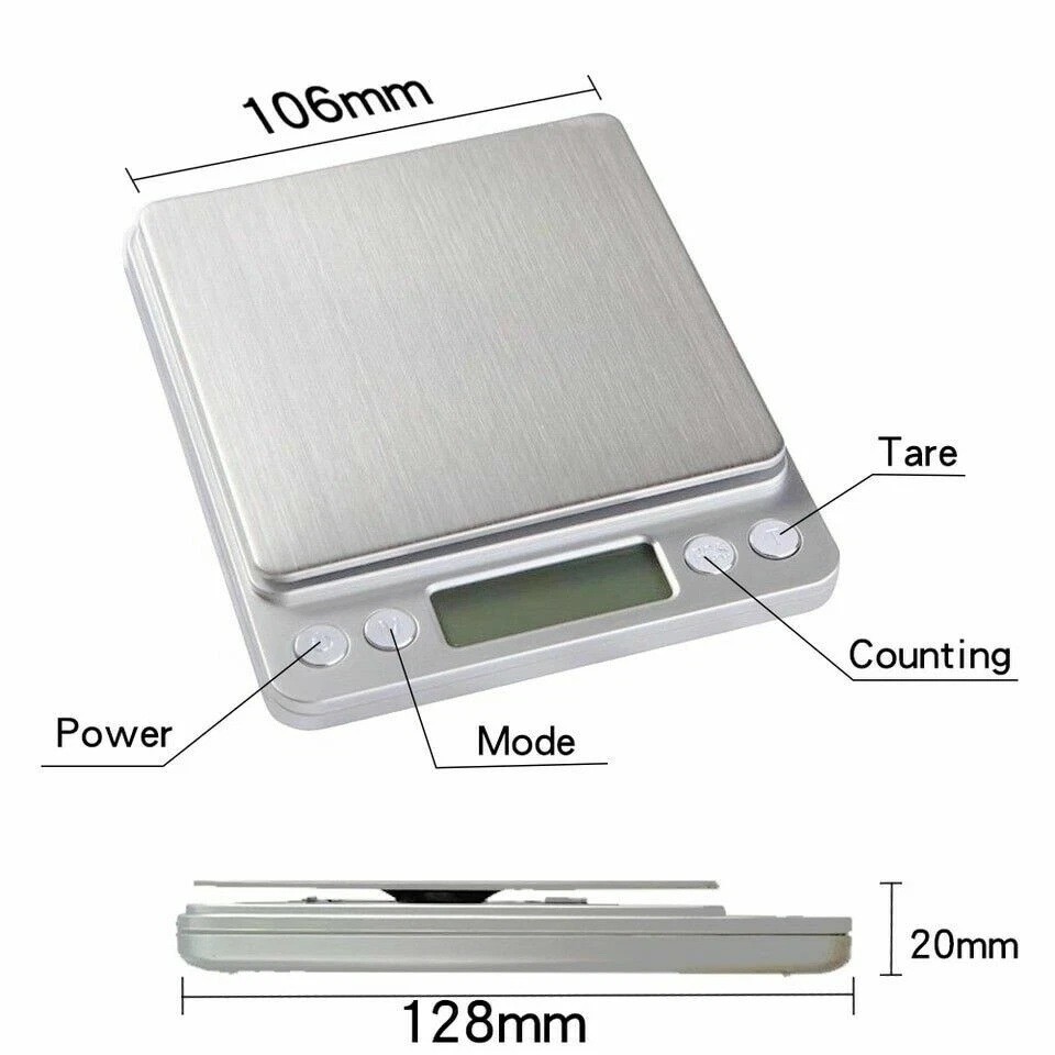 Digital Weight Scale Kitchen Jewelry Gold Grain Food MiniSize Gram 3000g x 0.1g
