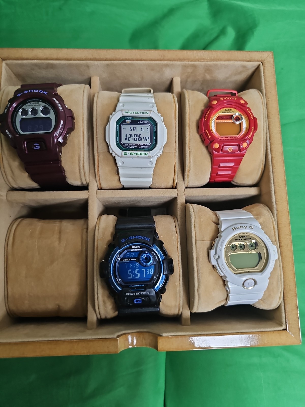 Lot of 5 Casio G Shock, Baby Shock Watches. Burgundy, Red, White Black