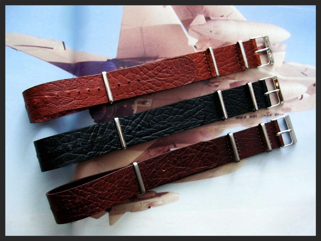 24mm Black Tan Brown Buffalo calf NATO G10 raf Pilot strap IW SUISSE 18 20 22 26
