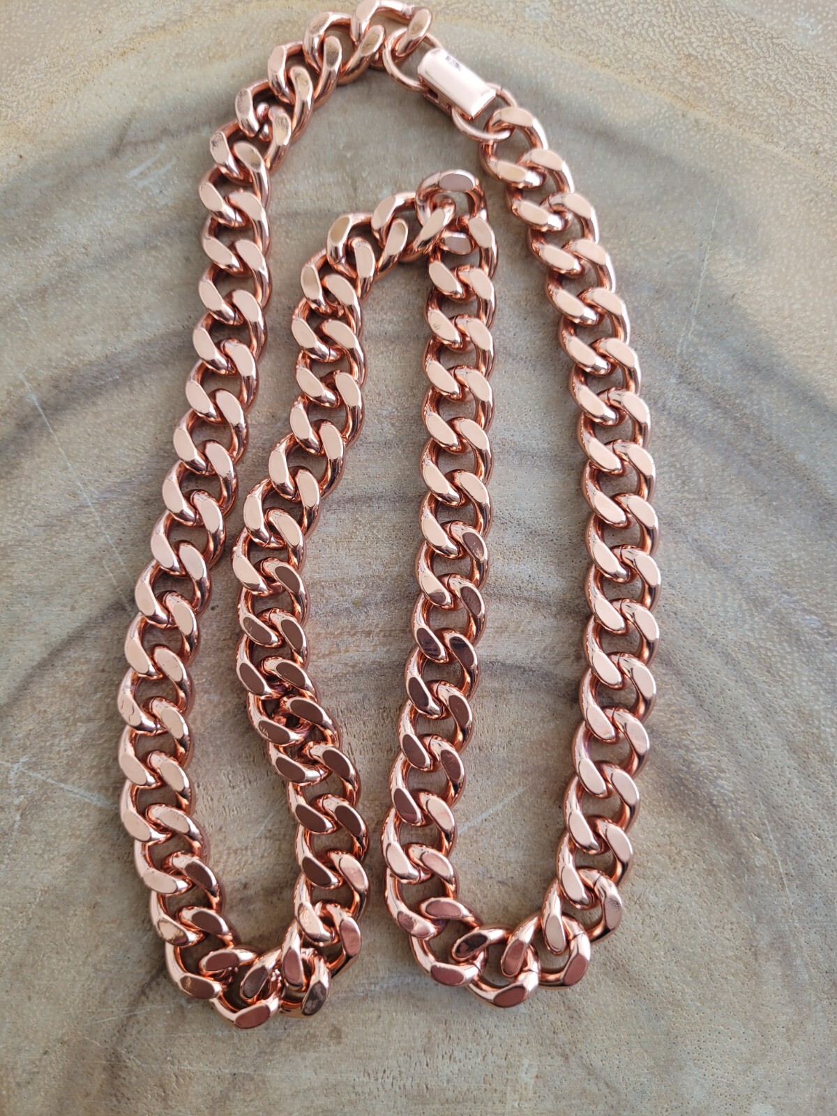 Pure Solid Copper Cuban Chain Necklace Curb Link Rider Arthritis 24″ Necklace