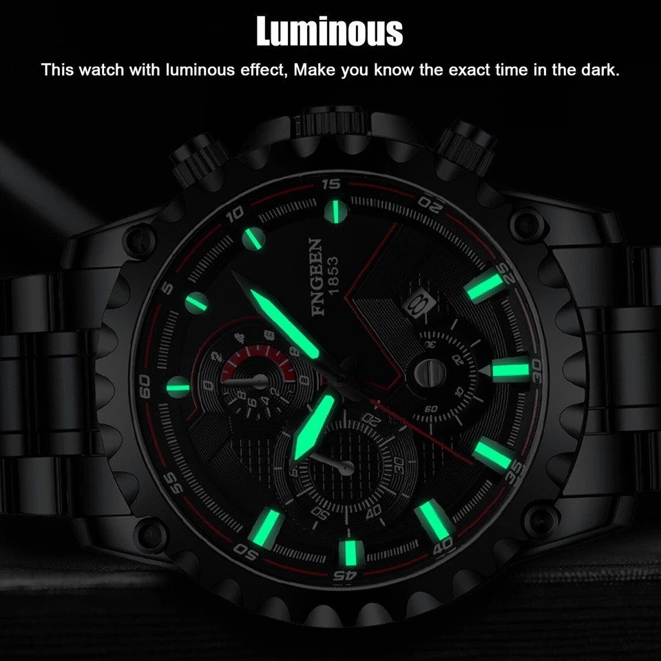 Waterproof Men’s Watch Classic Stainless Steel Quartz Luminous Luxury Wristwatch