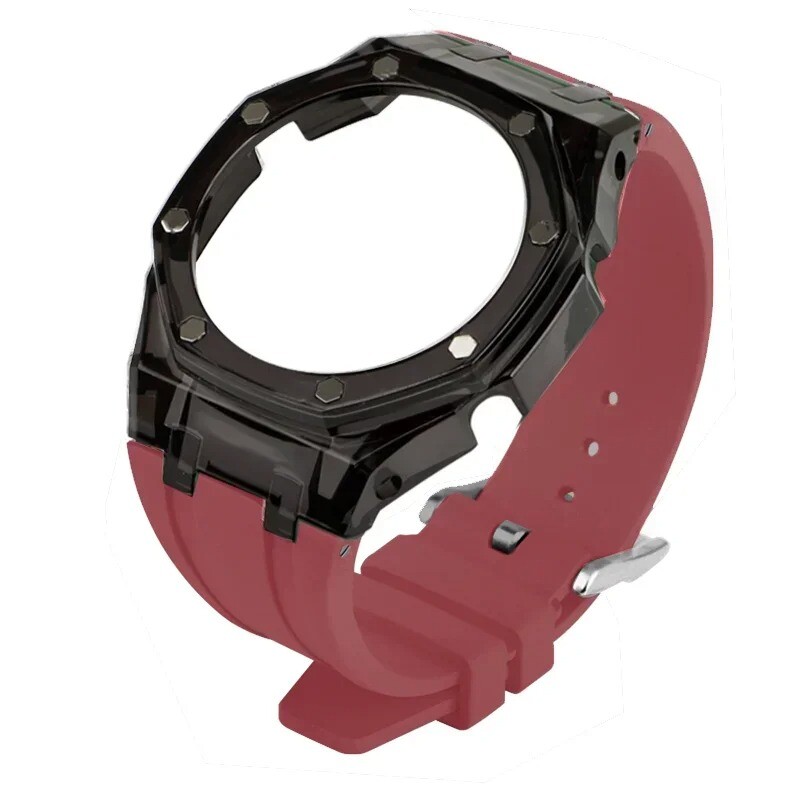 Transparent Case Bezel With Rubber Band Strap Mod Kit For Casio GA2100/GA2110