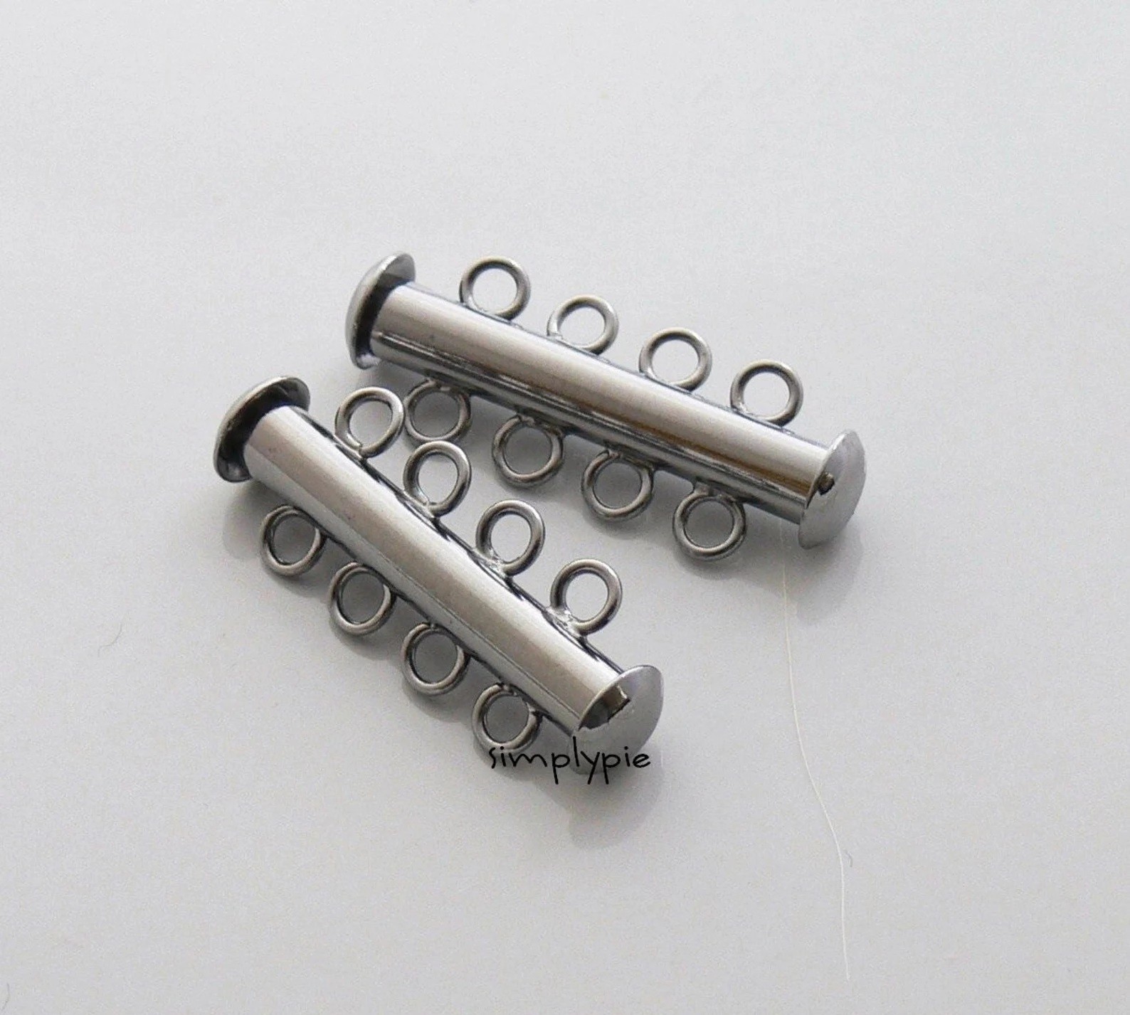 4-Loop Slide Lock Black Gunmetal Clasps 2 Clasps Multi Strand Clasps Closure