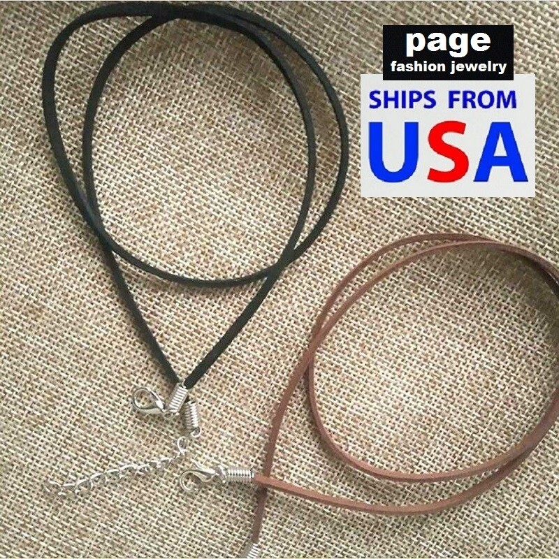 Suede Leather 18″ 3mm Necklace Cord For Your Pendant Black/Brown / Lobster Clasp