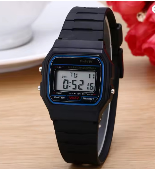 F-91W-1 Men’s 2025 Digital Silver Steel Watch Classic Alarm Light Waterproof