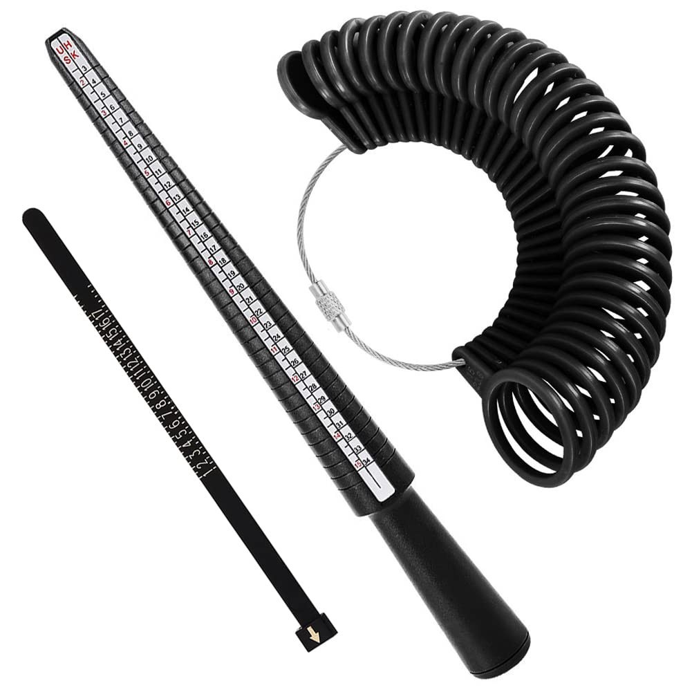 Ring Size Gauges Set Measuring Ring with Mandrel Sizer Finger Sizing HO