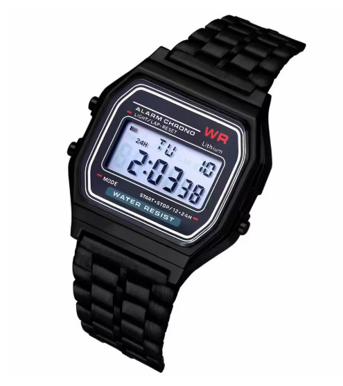 F-91W-1 Men’s 2025 Digital Silver Steel Watch Classic Alarm Light Waterproof