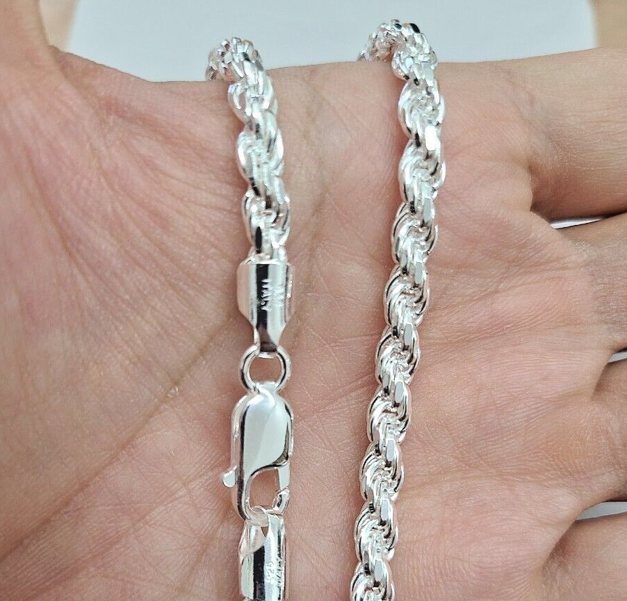 5mm Sterling Silver D/C Rope Chain Necklaces Bracelets Handmade Italy 7 to 30 in