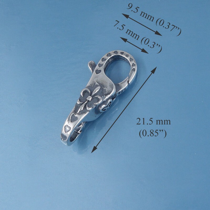 Sterling Silver Double Openings Lily Lobster Claw Clasp Connector #44066