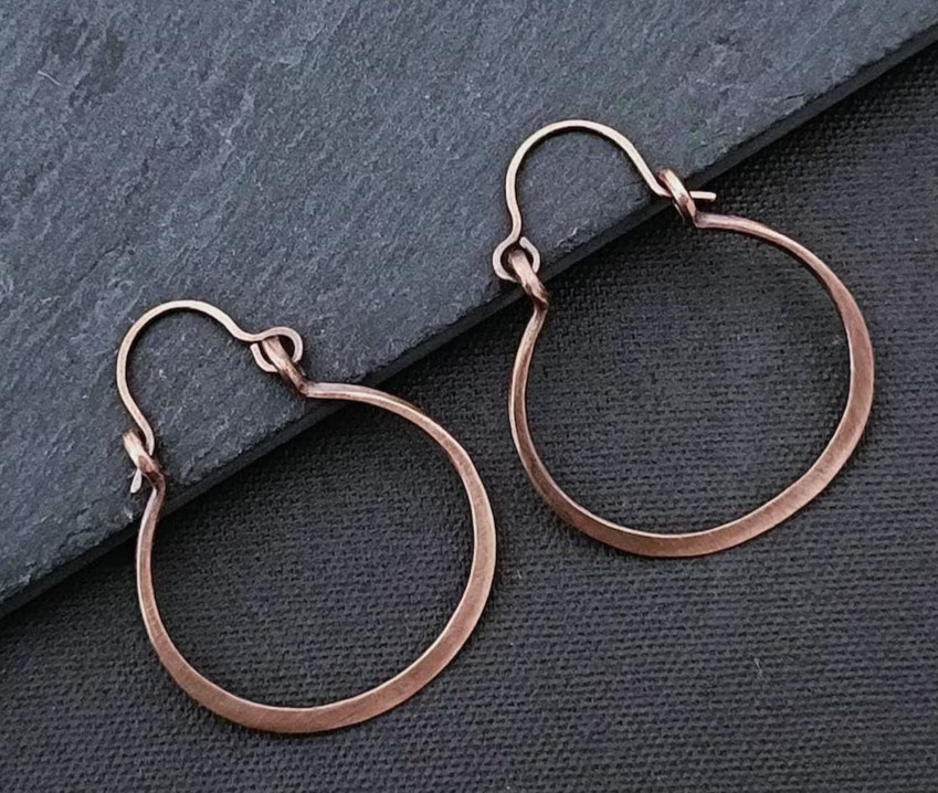 Pure Copper Healing Hoop Earrings, Earring Jewelry, Spiritual Kriya