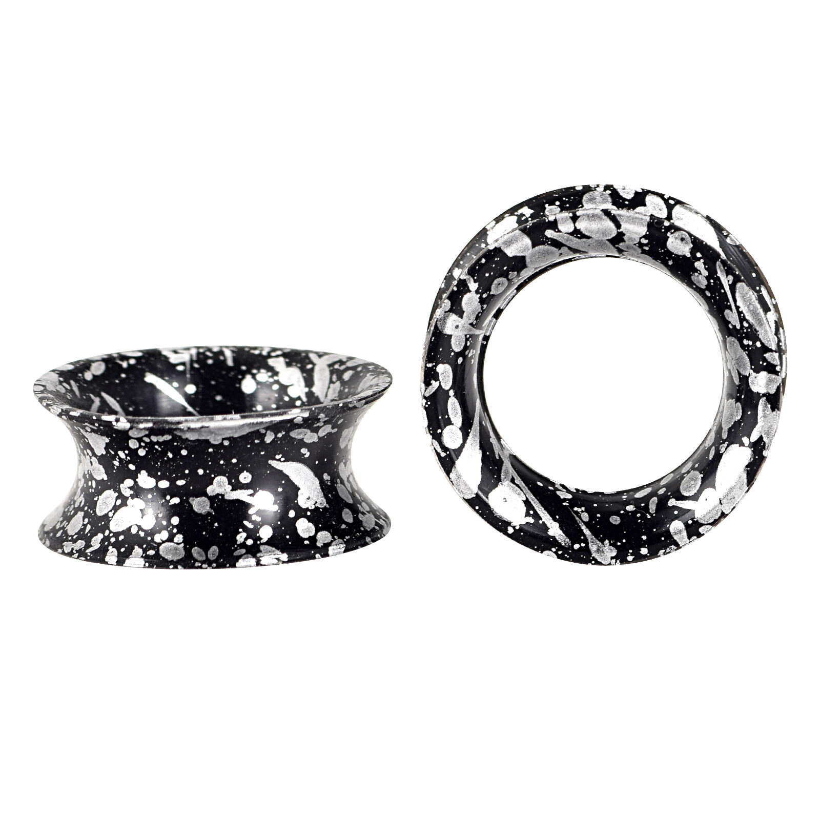 Pair-Ultra-Thin Flesh Tunnels Silicone Ear Gauges Plugs Silver Spots Expander US